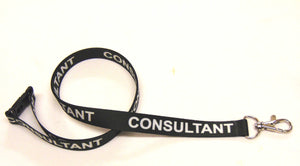 CONSULTANT (black) printed lanyard 15mm with safety breakaway