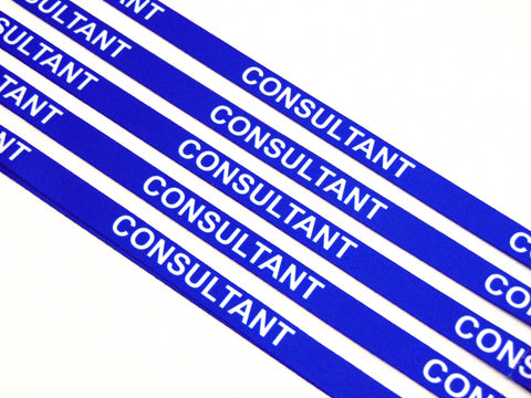 CONSULTANT (blue) printed lanyard 15mm with safety breakaway