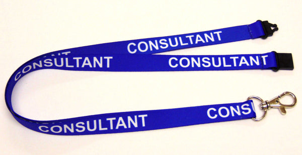 CONSULTANT (blue) printed lanyard 15mm with safety breakaway