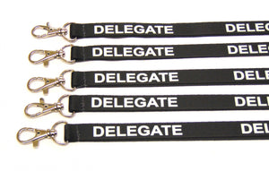 DELEGATE (black) printed lanyard 15mm with safety breakaway