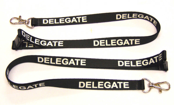 DELEGATE (black) printed lanyard 15mm with safety breakaway