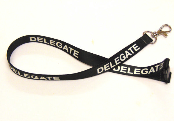 DELEGATE (black) printed lanyard 15mm with safety breakaway