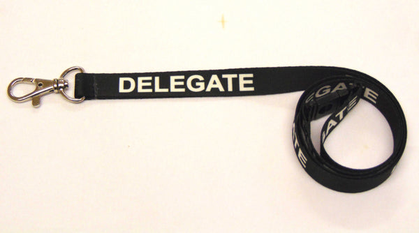 DELEGATE (black) printed lanyard 15mm with safety breakaway