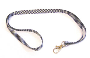 Black Gingham lanyard narrow 10mm