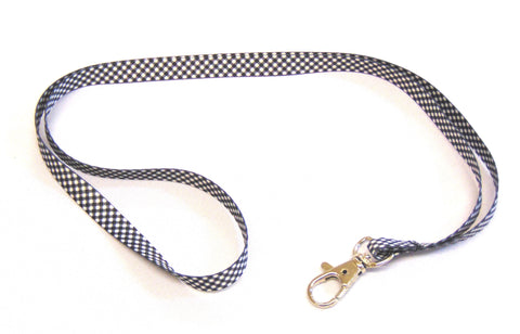 Black Gingham lanyard narrow 10mm