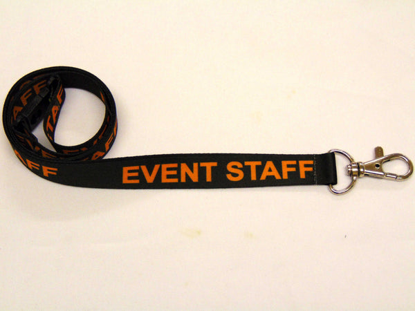 EVENT STAFF (black/Orange) printed lanyard 15mm with safety breakaway