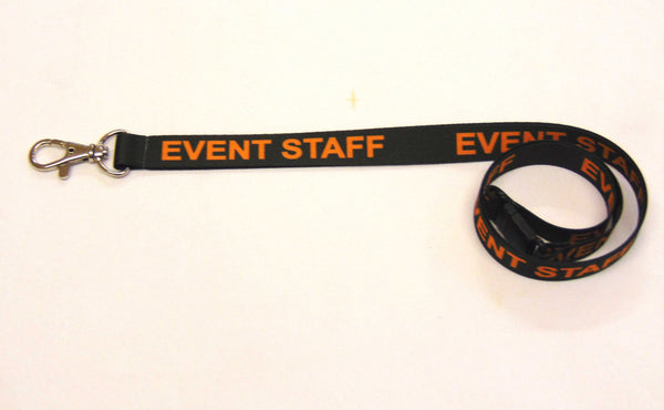 EVENT STAFF (black/Orange) printed lanyard 15mm with safety breakaway