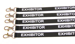 EXHIBITOR (black) printed lanyard 15mm with safety breakaway