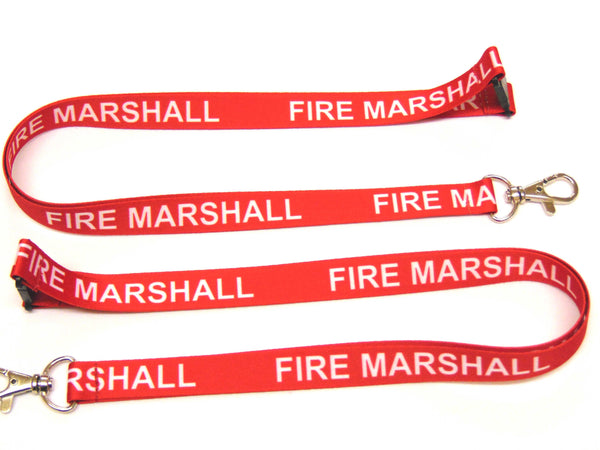 FIRE MARSHAL (red) with safety breakaway printed lanyard 15mm