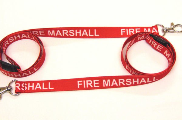 FIRE MARSHAL (red) with safety breakaway printed lanyard 15mm