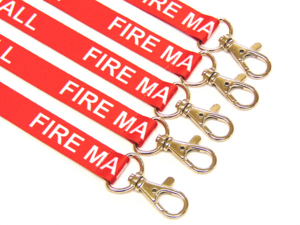 FIRE MARSHAL (red) with safety breakaway printed lanyard 15mm