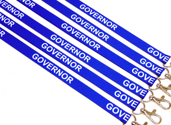 GOVERNOR (blue) 15mm lanyard with safety breakaway printed