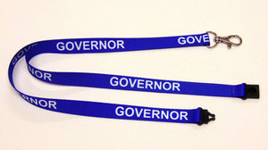 GOVERNOR (blue) 15mm lanyard with safety breakaway printed
