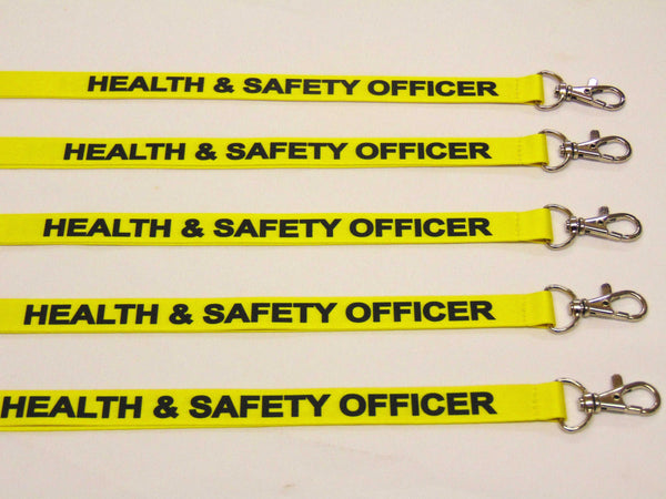 HEALTH & SAFETY (yellow/black) 15mm lanyard with safety breakaway printed