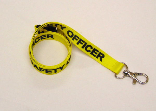 HEALTH & SAFETY (yellow/black) 15mm lanyard with safety breakaway printed