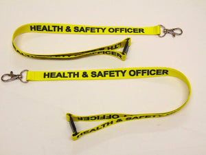 HEALTH & SAFETY (yellow/black) 15mm lanyard with safety breakaway printed