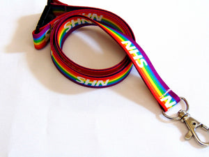 NHS 'rainbow' 15mm printed lanyard with safety breakaway