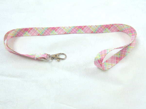 Pastel Tartan printed lanyard 15mm