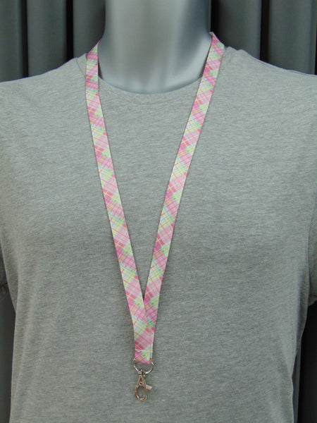 Pastel Tartan printed lanyard 15mm