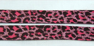 Pink/Black leopard skin printed lanyard 15mm