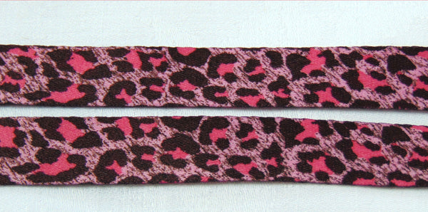 Pink/Black leopard skin printed lanyard 15mm