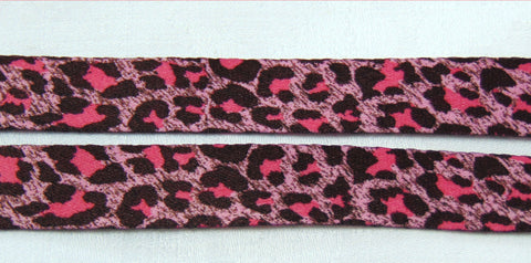 Pink/Black leopard skin printed lanyard 15mm