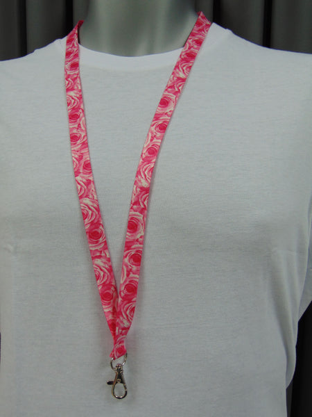 Pink Roses printed lanyard 15mm