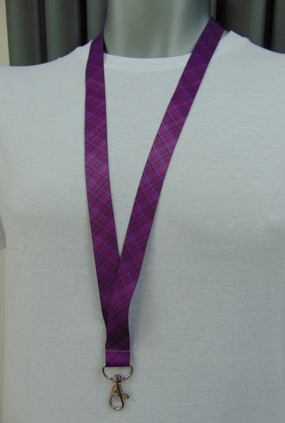 Purple tartan printed lanyard 20mm