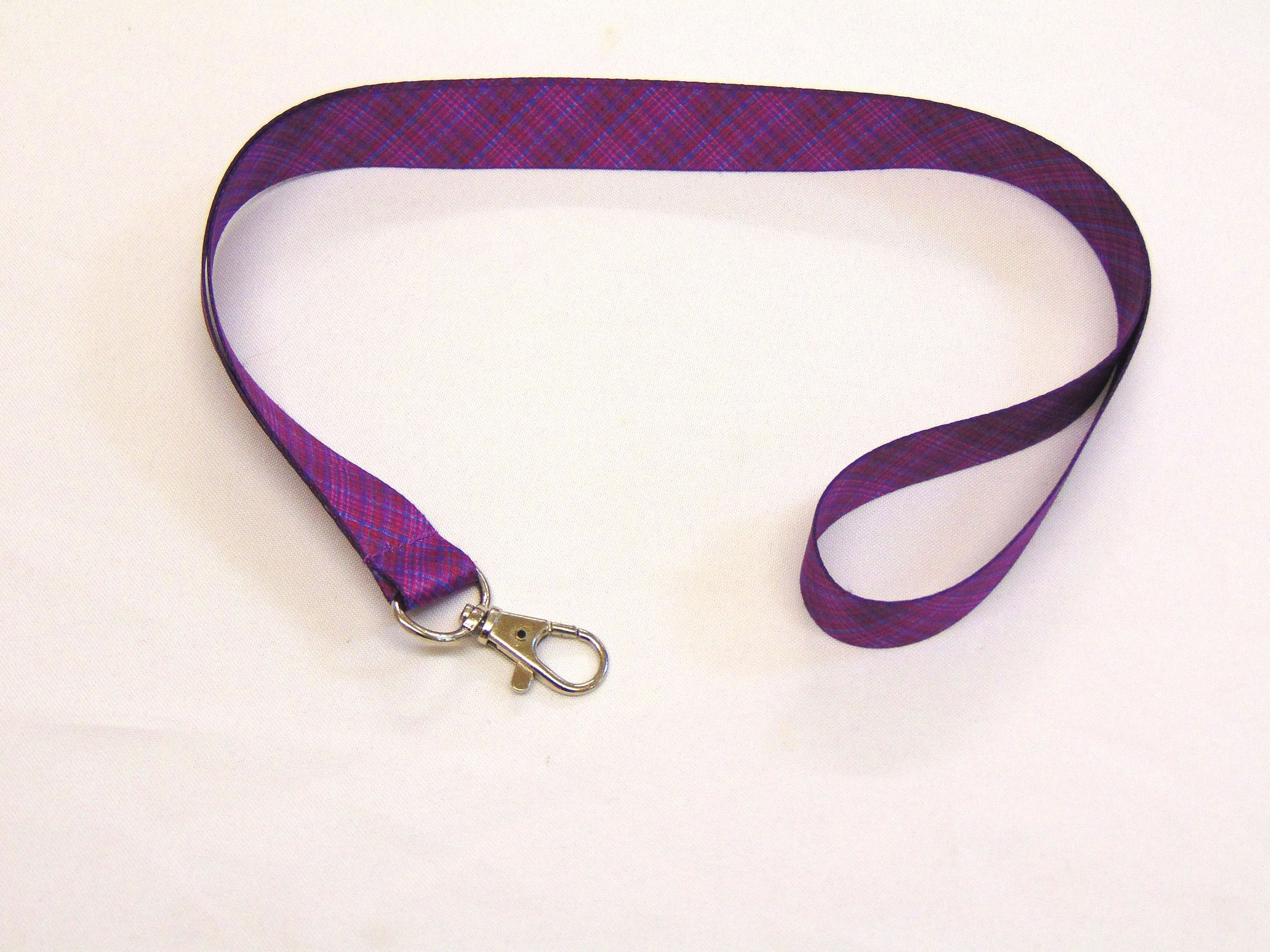 Purple tartan printed lanyard 20mm