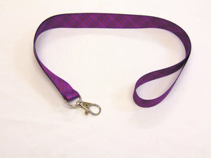 Purple tartan printed lanyard 20mm