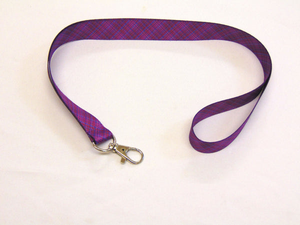 Purple tartan printed lanyard 20mm
