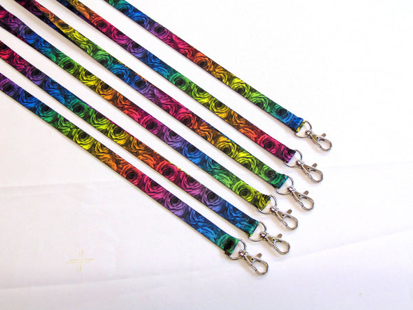 Rainbow Roses printed lanyard 15mm