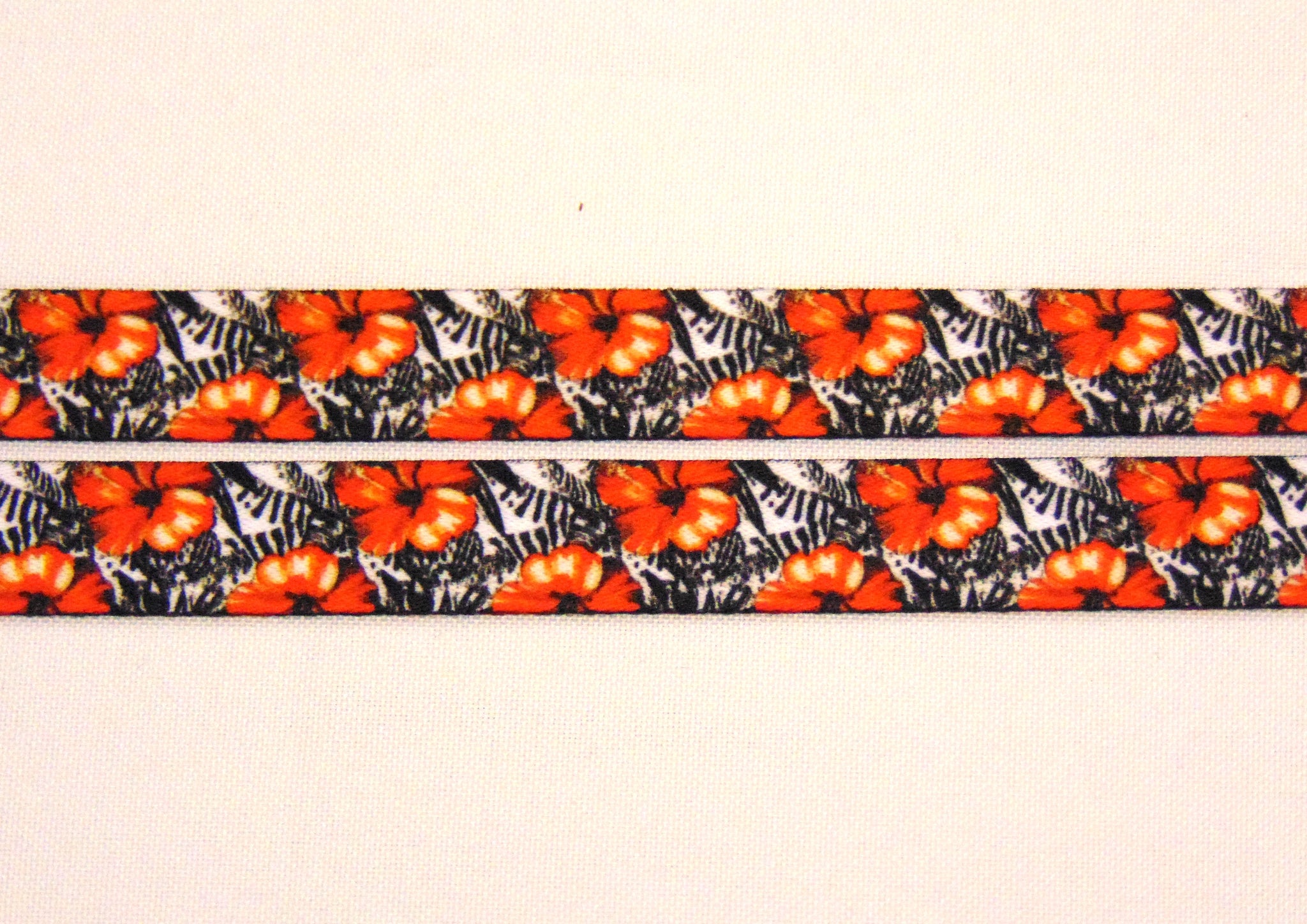 Red/Black floral printed lanyard 15mm