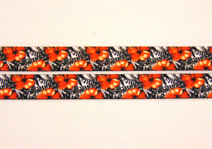 Red/Black floral printed lanyard 15mm