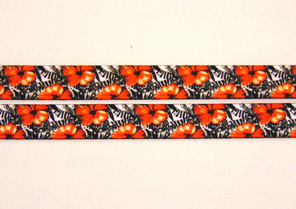 Red/Black floral printed lanyard 15mm