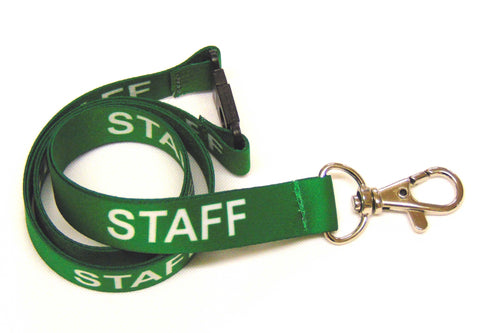 STAFF (green) with safety breakaway printed lanyard 15mm