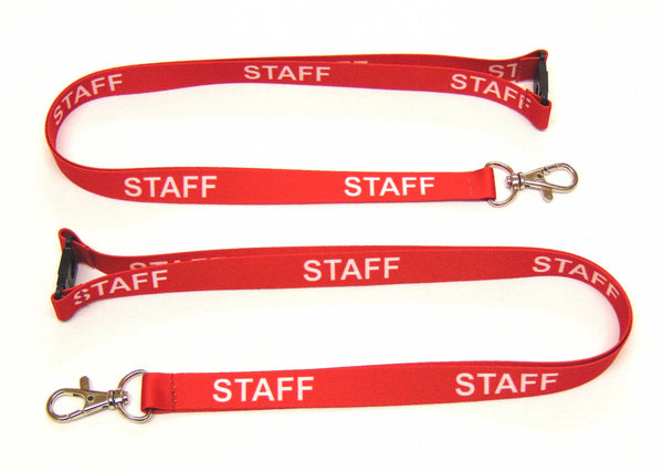 STAFF (red) with safety breakaway printed lanyard 15mm