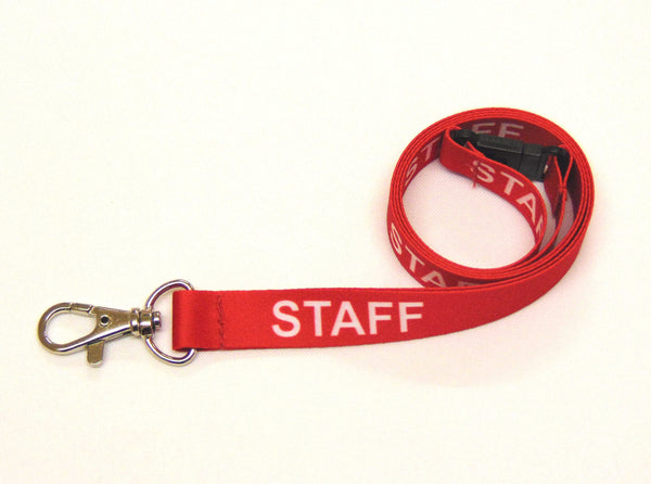 STAFF (red) with safety breakaway printed lanyard 15mm