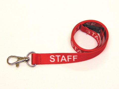 STAFF (red) with safety breakaway printed lanyard 15mm