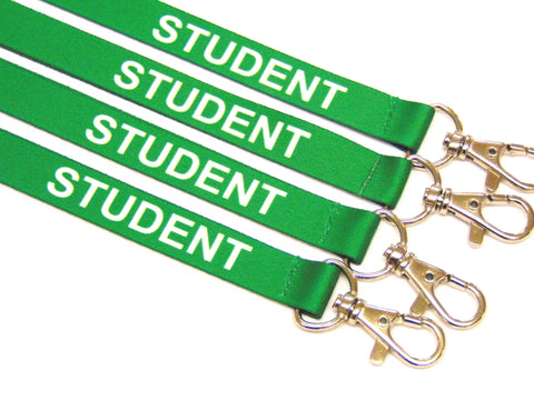 STUDENT (green) with safety breakaway printed lanyard 15mm