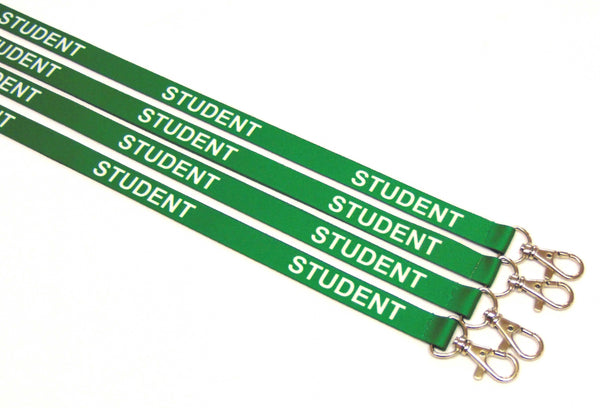 STUDENT (green) with safety breakaway printed lanyard 15mm