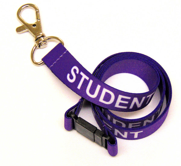 STUDENT (purple) with safety breakaway printed lanyard 15mm