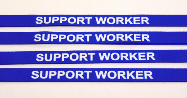 SUPPORT WORKER (blue) printed lanyard 15mm with safety breakaway