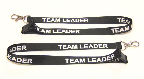 TEAM LEADER (black) 15mm lanyard with safety breakaway printed