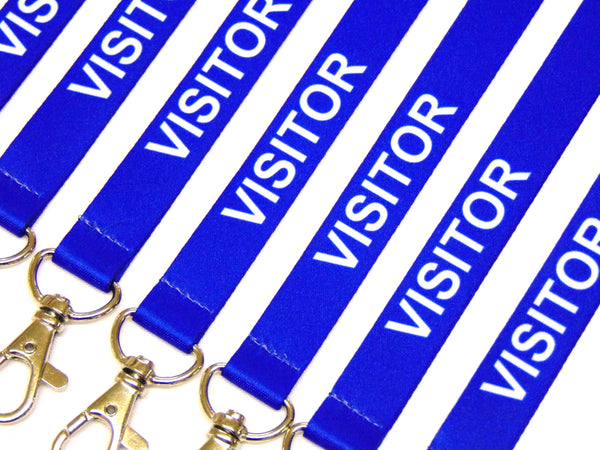 VISITOR (blue) with safety breakaway printed lanyard 15mm