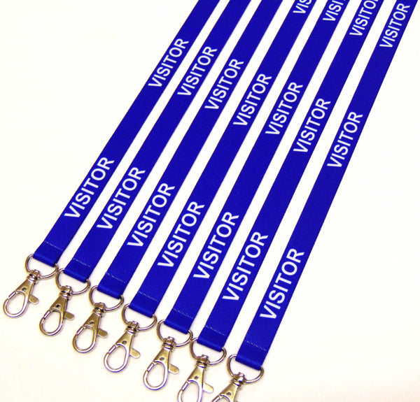 VISITOR (blue) with safety breakaway printed lanyard 15mm