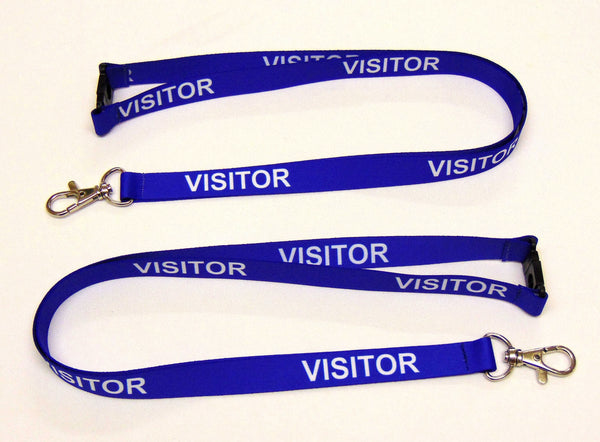 VISITOR (blue) with safety breakaway printed lanyard 15mm
