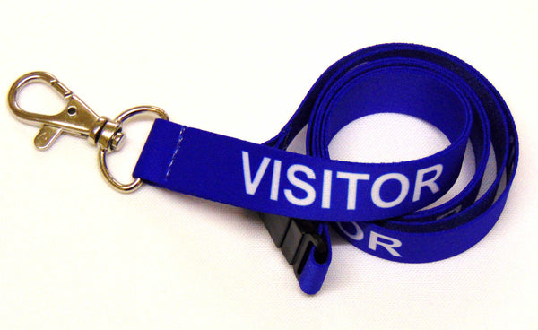 VISITOR (blue) with safety breakaway printed lanyard 15mm