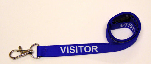 VISITOR (blue) with safety breakaway printed lanyard 15mm