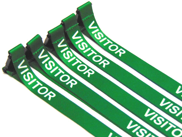 VISITOR (green) with safety breakaway printed lanyard 15mm